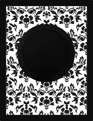 Damask Skulls, Black on White