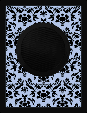 Damask Skulls, Black on Powder Blue