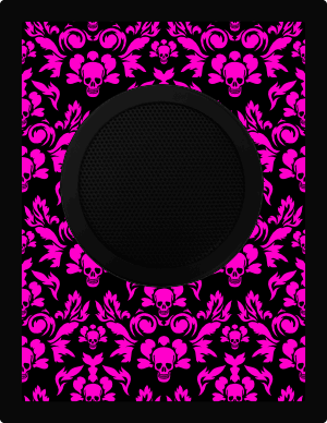 Damask Skulls, Purple on Black