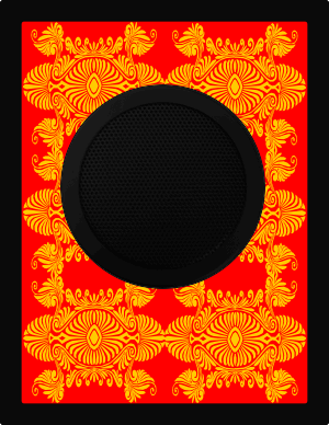 Abstract Ferns, Saffron on Red